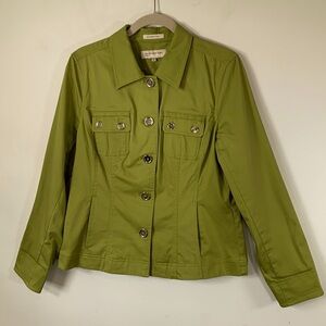 Jones NY Sport Fall Stretch Women’s Size M Button Down Olive Green Jacket